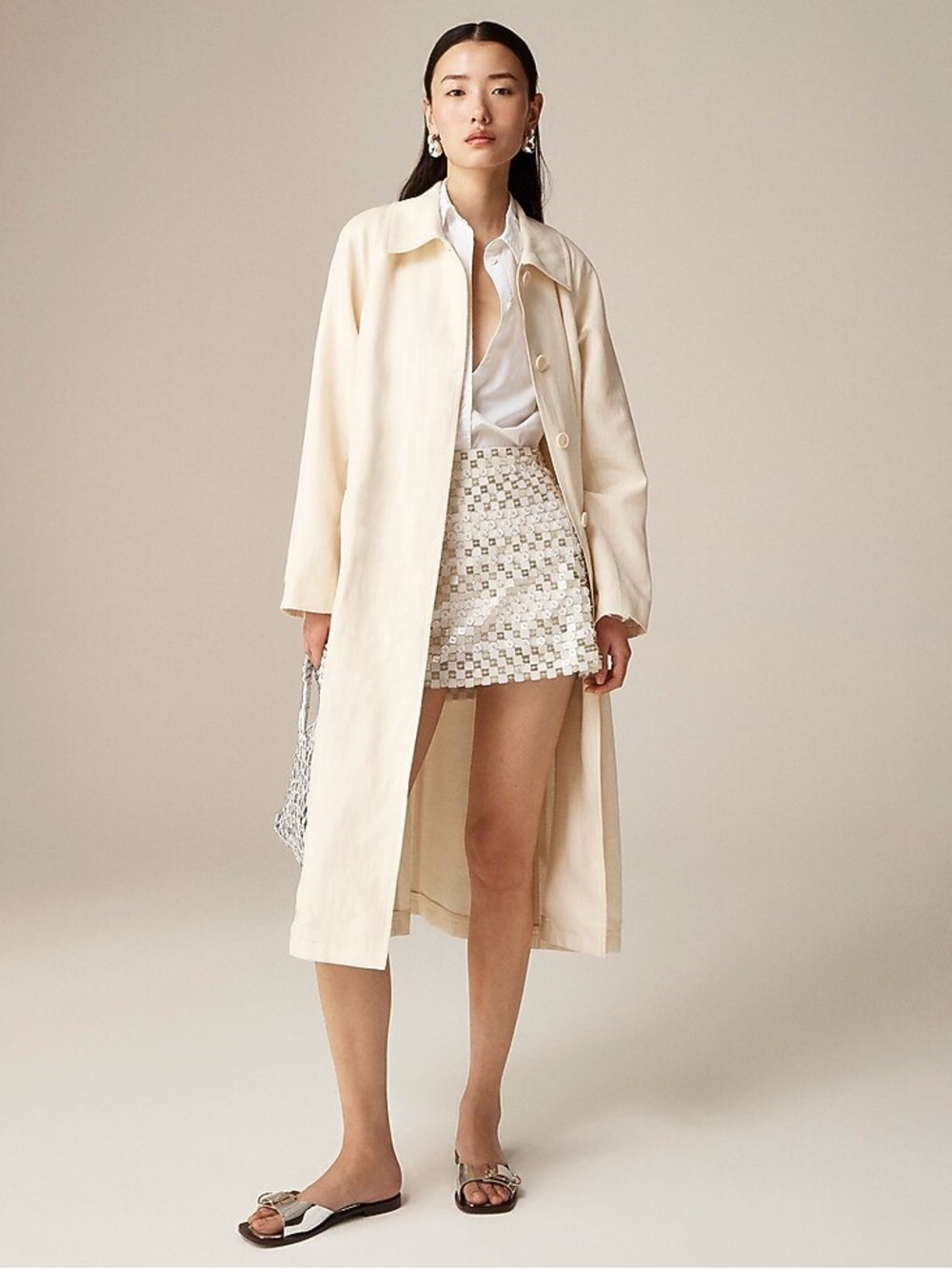 J.Crew Collection lightweight trench coat in linen-cupro blend CA993 - Picture 3 of 3